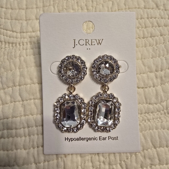 J. Crew Jewelry - NWT J. Crew Crystal Drop Earrings with Gold Metal